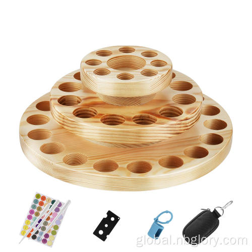 Essential Oil Storage Essential Oil Box Wooden Organizer  3 Layers Essential Oil Container Aromatherapy Natural Wood Round Rotating Display Rack Manufactory